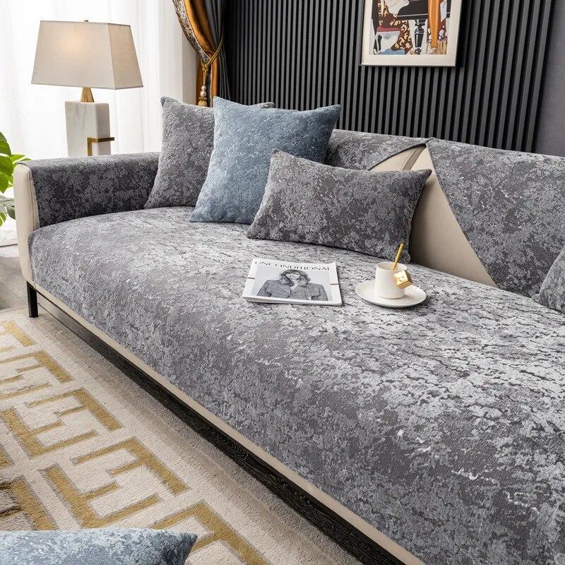 Утолщенный рельефный плюшевый чехол для дивана, универсальный нескользящий коврик для дивана, зимний теплый мягкий диван-полотенце, подушка для дивана для гостиной, домашний декор