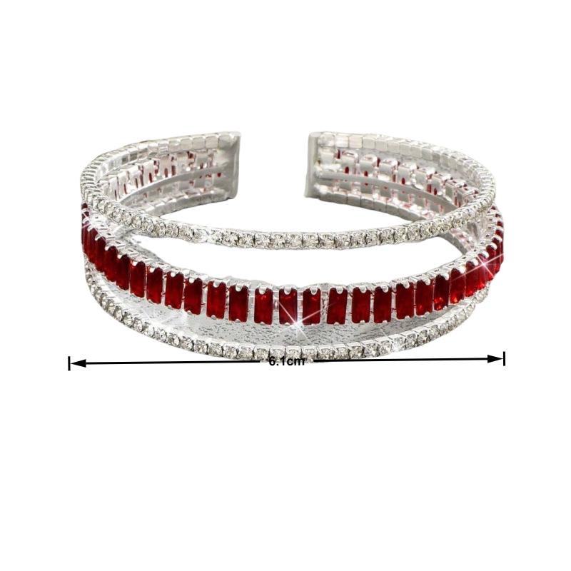 Rhinestone bracelet - open cuff, triple row, trendy & personalized wedding jewelry