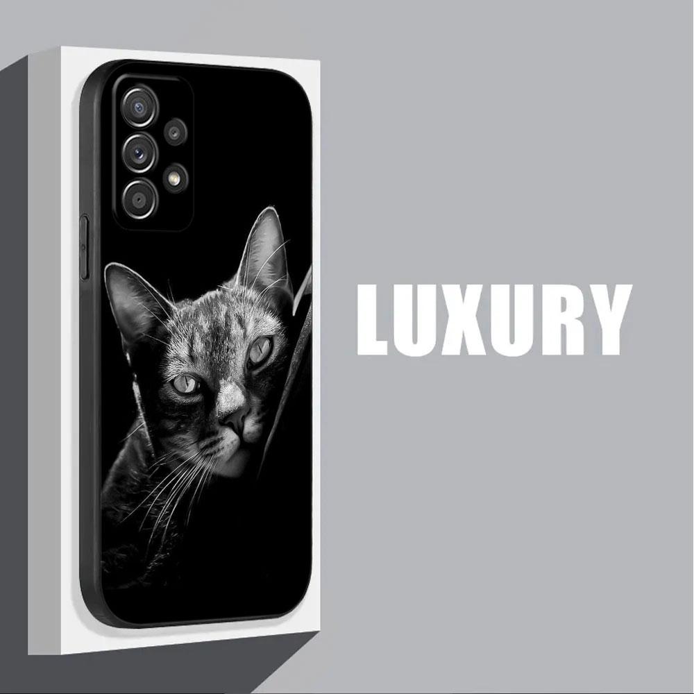 Черные Кошки Милый кот Для Samsung Galaxy A55 Чехол A54 A52S A53 5G A51 A34 A35 A33 A32 A50 A72 A71 A30 A7 A9 2018 Чехлы Мягкая Крышка