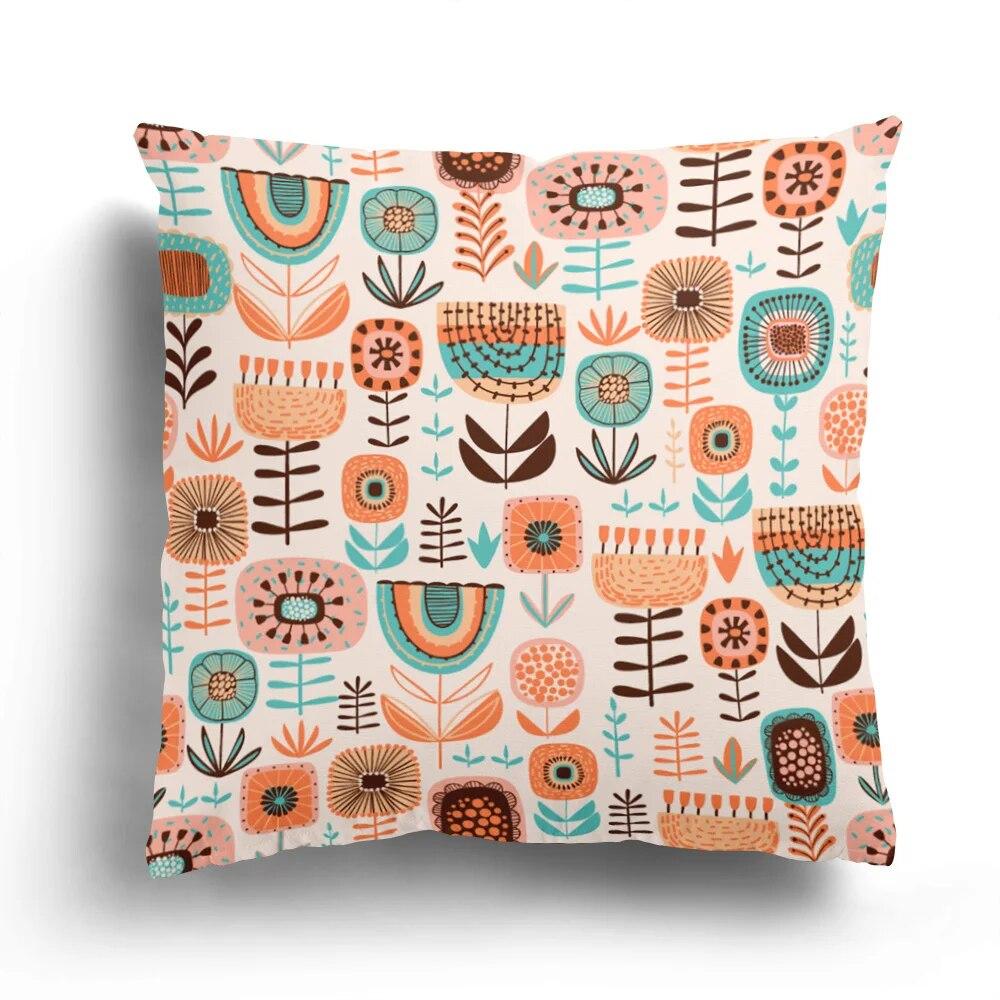 Fashion Pillowcase Bedroom Cushion Cover Home Decoration Sofa Green Plant Colorful Leaf Flower Series