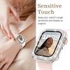 Блестящий чехол из стекла+крышка для Apple Watch Series10 46мм, 44мм, 45мм, 41мм, 40мм, 38мм, 42мм, женский бампер с бриллиантами+защитная пленка для экрана iwatch Series 7 9 8 5 6 SE
