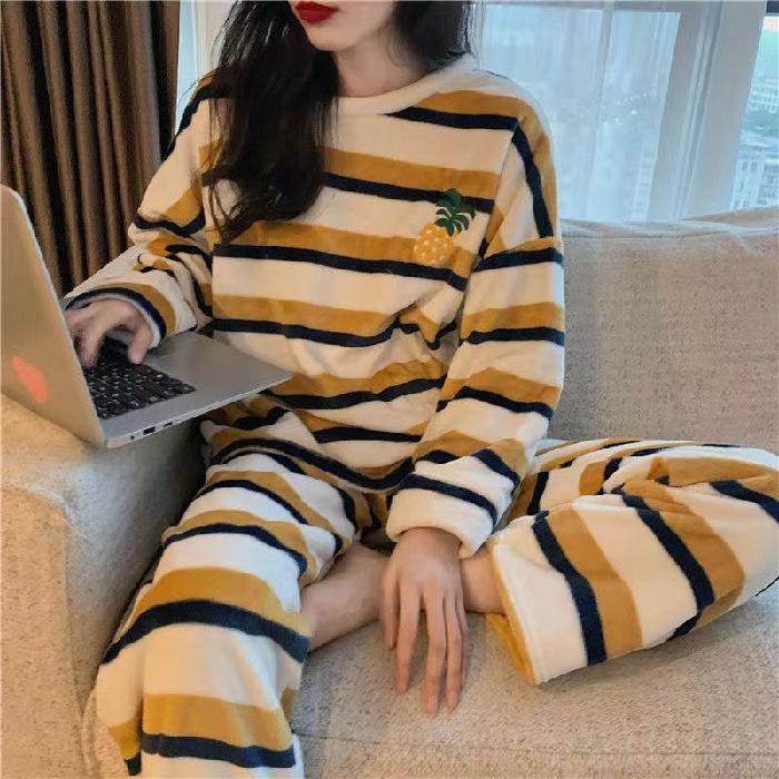Зимние женские пижамы из кораллового флиса, теплая пижама, фланелевая толстая пижама