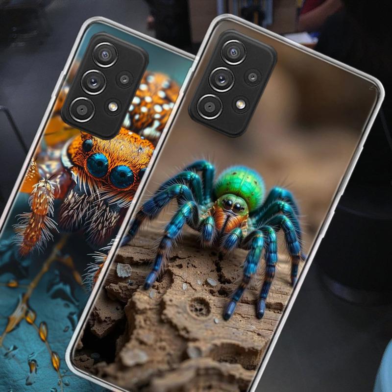 Чехлы для телефона «Пауки на паутине» для Samsung A54 A57 A37 A17 A14 A15 A12 A24 A34 A55 A35 A25 A52S A07 A05S A04S A22 A32 A72