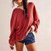Women's New Autumn and Winter Solid Color Round Neck Street Style Contrasting Loose Sweatshirt Sweatshirt