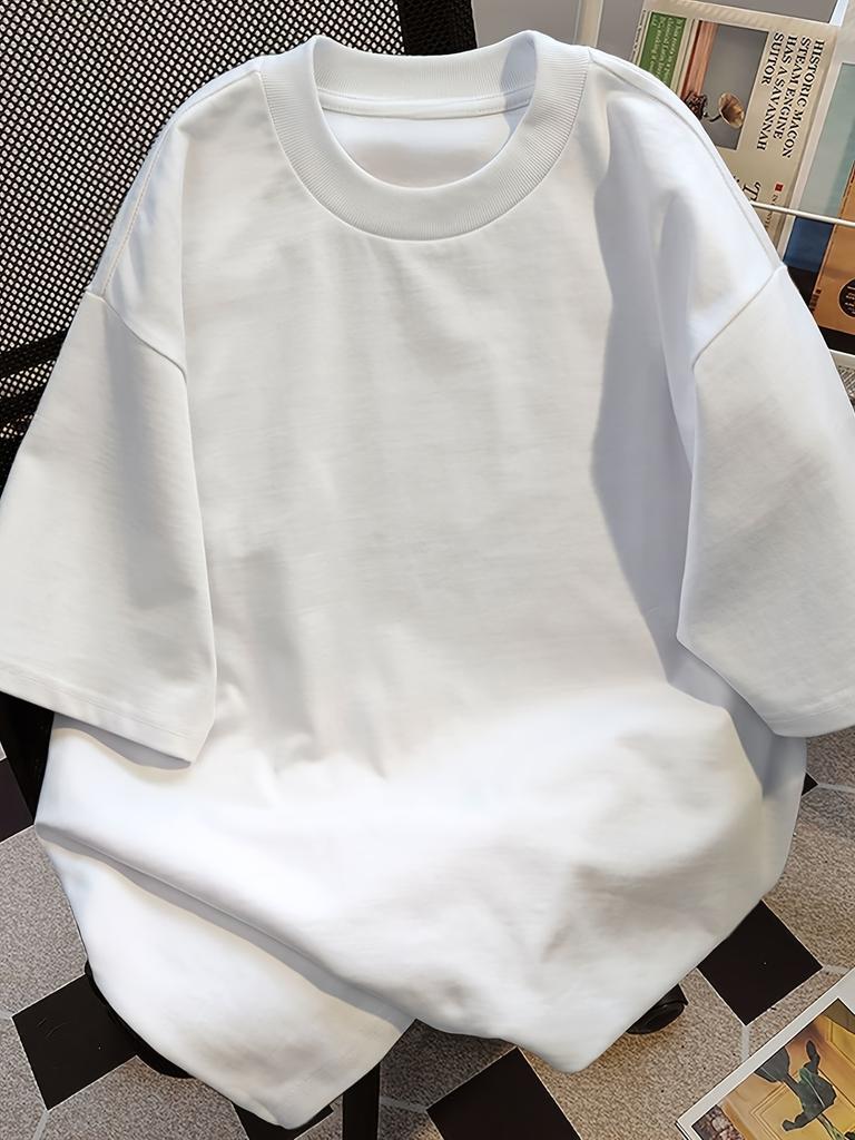 Men's Heavyweight 200gsm T-Shirt Soft Crewneck Streetwear Tee Everyday Basic for Casual Outfits