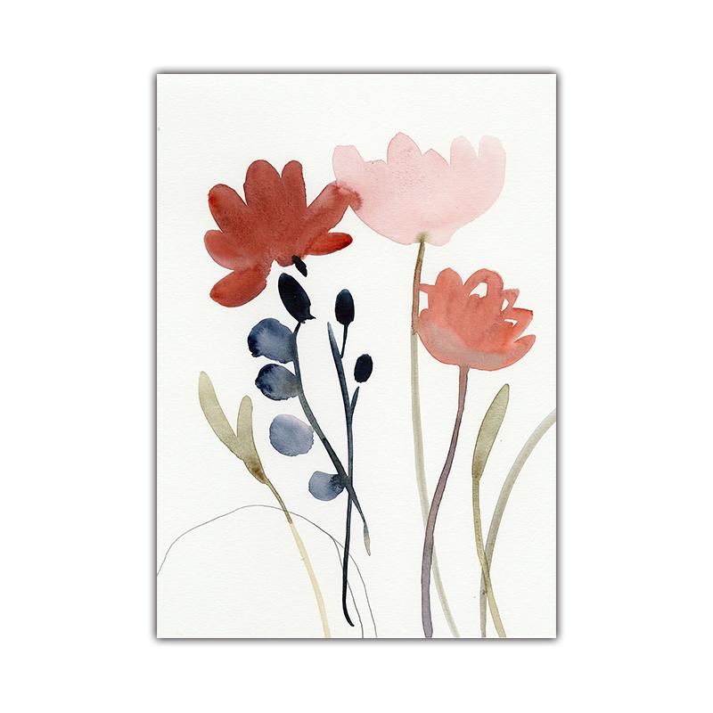 Цветы пиона, картина тушью, акварель, плакаты на скандинавскую тему, холст, картина, настенные художественные принты, картина для гостиной, интерьера, домашнего декора