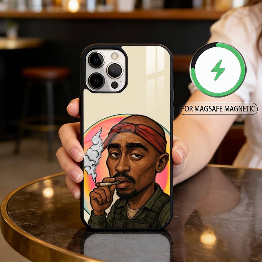 Rapper 2Pac Singer Phone Case For iPhone17,16,15,14,13,12,11 Plus,Pro Max Magnetic For Magsafe Wireless Charging