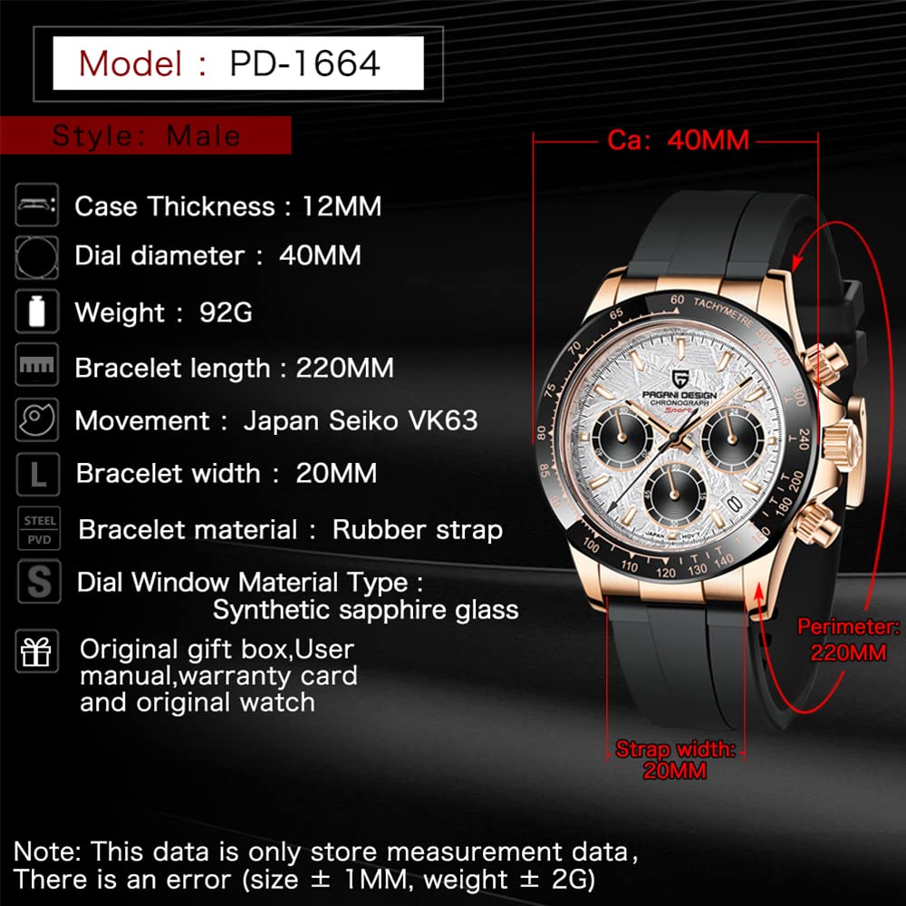 Pagani Design SEIKO Кварцевые Daytona с Керамикой Классические из Нержавеющей Стали Сапфировые PAGANI DESIGN Мужские Часы, Японский Механизм, Хронограф, Корпус,