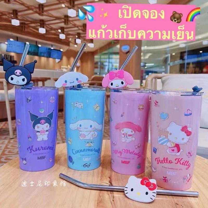 Нетоксичный 600 мл Термокружка Sanrio Кавайная Хелло Китти Куроми Мелоди Студенческий Детский Подарок Аниме Мультфильм Милый Портативный Соломинка Большая Вместимость