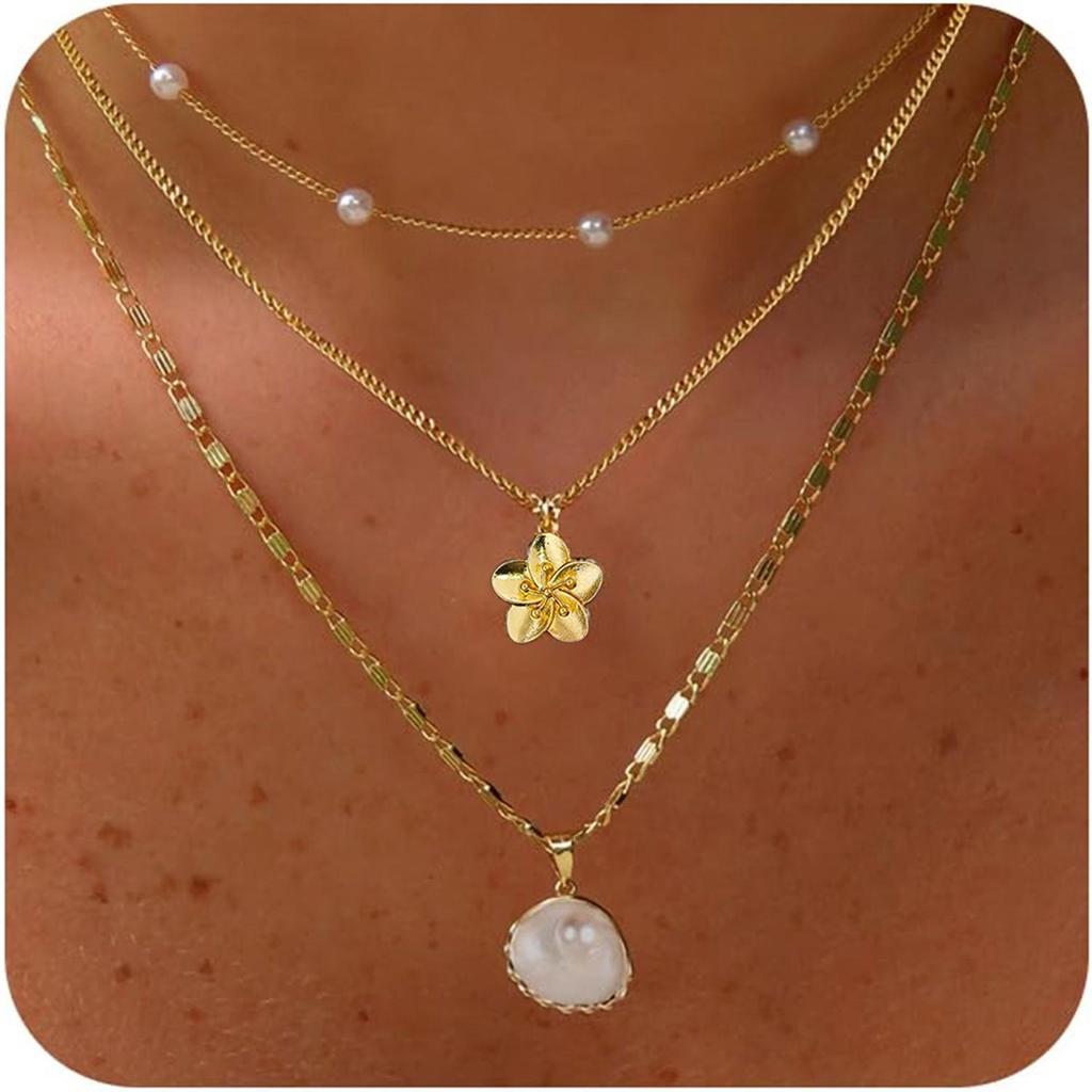 3pcs Set Minimalist Elegant Seashell Flower Faux Pearl Necklace For Women Summer Beach Dating Party Daily Wear Jewelry Gifts