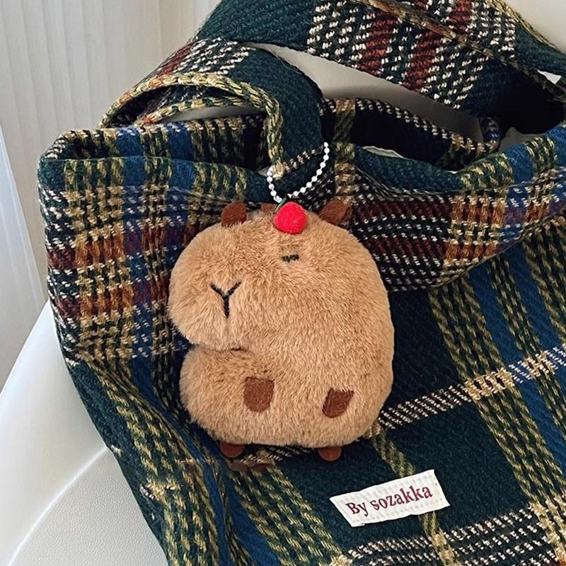 Cute Capybara Plush Dolls Keychain Cartoon Capybara Plush Doll Toy Backpack Decoration Pendant Car Keychain Pendant Gifts