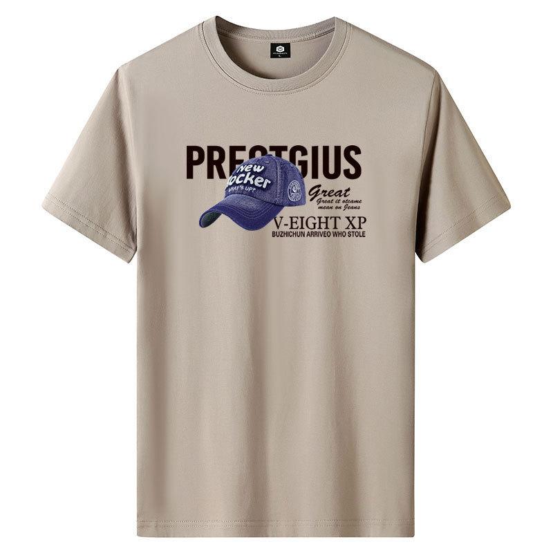 GMXIA Футболка с коротким рукавом из хлопка, мужская модная свободная рубашка с коротким рукавом, с принтом