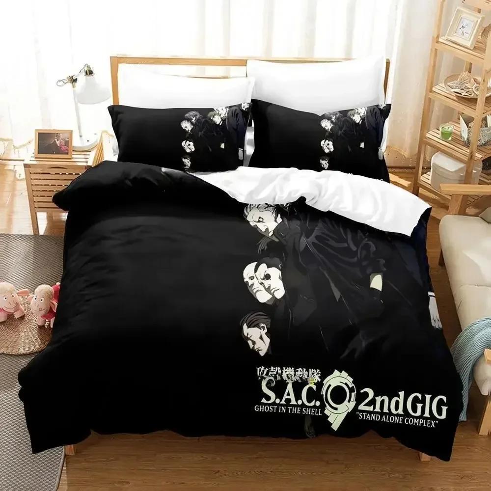 Комплект постельного белья Ghost In The Shell Single Twin Full Queen King Size Bed Set Adult Kids Bedroom Duvetcover Sets 3D Anime Bed Shelf Set