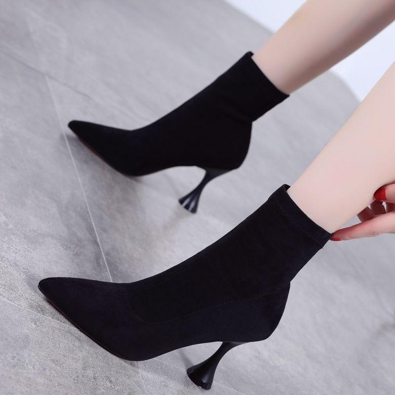 Сексуальные ботильоны с острым носком, женские короткие туфли на очень высоком каблуке, женские ботильоны на каблуке, горячее предложение, новая рок-мода, зима 2024 года