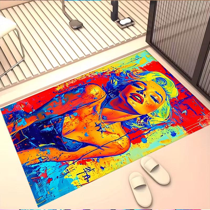 Marilyn Monroe Print Rug, Washable Floor Carpet, For Entryway Dorm Laundry Room Office Study, Home Decor Birthday Christmas Gift