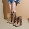 Ретро Пустошь Ветер Ботинки Женские 2025 Лето и Осень Тонкие Синьцзян Путешествия Западные Ковбойские Сапоги До Колена Рыцарские Сапоги