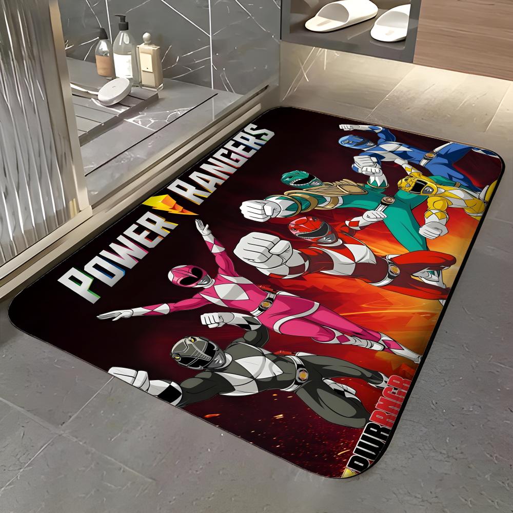 TV Series - P-Power R-Rangers Floor Mat Soft Flannel Entrance Door Mat Non Slip Absorbent Bathroom Bedroom Floor Rug