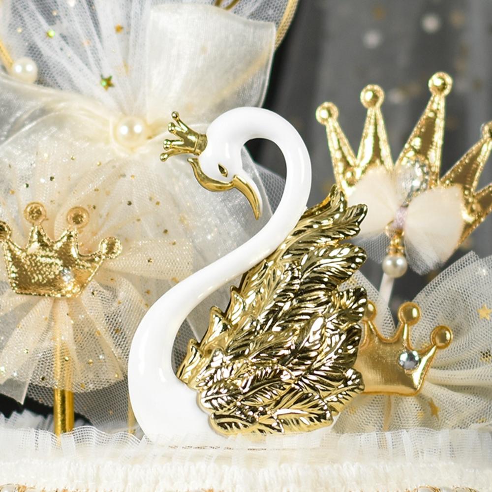 Decorative Table Baking Decoration Swan Figurine Anniversary Ornament Cake Topper Miniatures