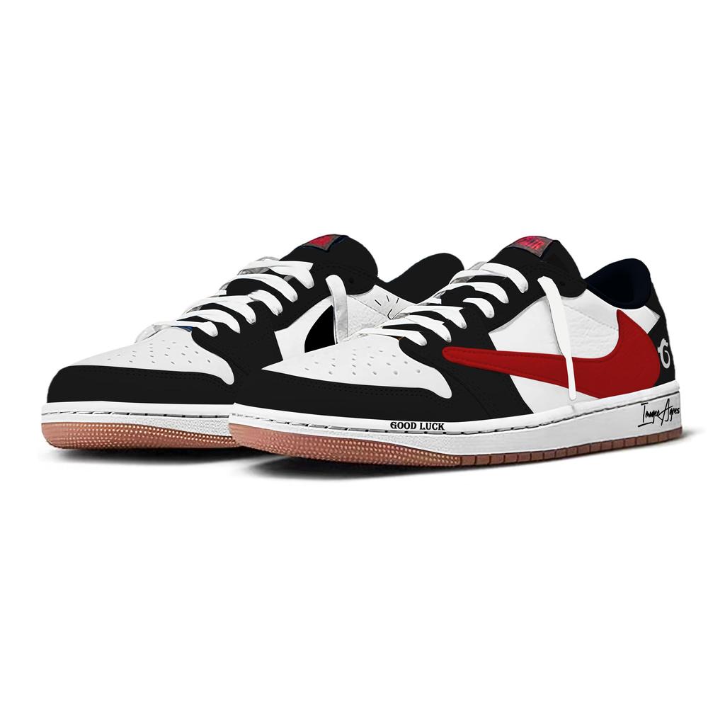 Travis Scott x Jordan Air Jordan 1 Черно-белые Travis Scott X AJ1 Низкие Винтажные Баскетбольные Кроссовки Женские DZ4137-700(Команда1897-)