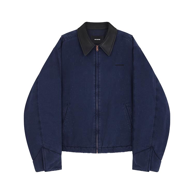 WE11DONE Zip Collar Long Sleeve Jacket Unisex jackets Navy-Blue WD-JP2-24-036-U-NV