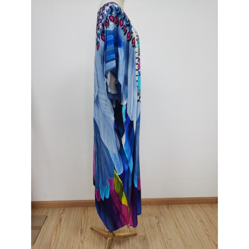 Плюс Размер Женский Пляжный Принт Длинное Платье Праздничный Солнцезащитный Купальник С Накидкой