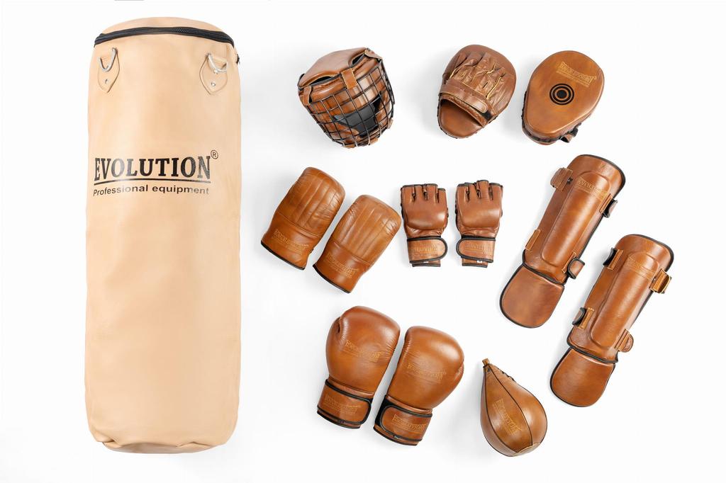 Suspended boxing bag made of genuine leather Retro Tan Classic Evolution TG-110