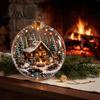 3D Winter Scene Decor Glowing Christmas Story Ornament, Light Up Mini Holiday Hanging Ornaments, Acrylic Festive Party Clear Ball Decoration for Xmas