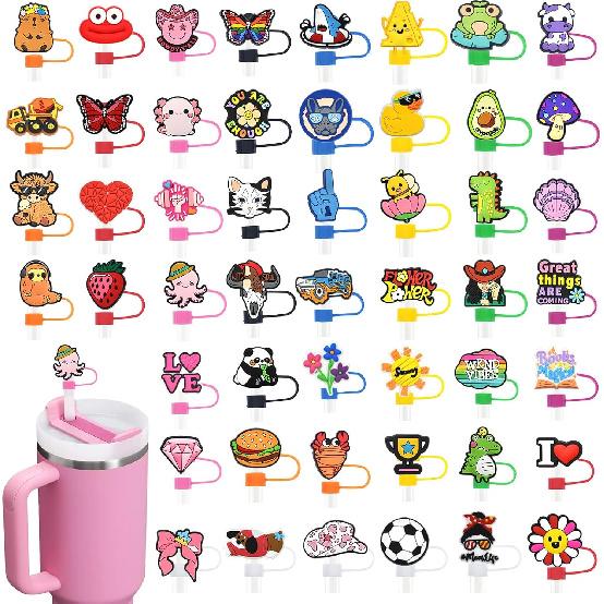 Насадки на соломинки для Stanley Cup 50 шт. Случайные разные колпачки для соломинок для термокружки Оптом Милые забавные аксессуары для Stanley Cup подходят для 0,4 дюйма/10 мм и 30/40 унций