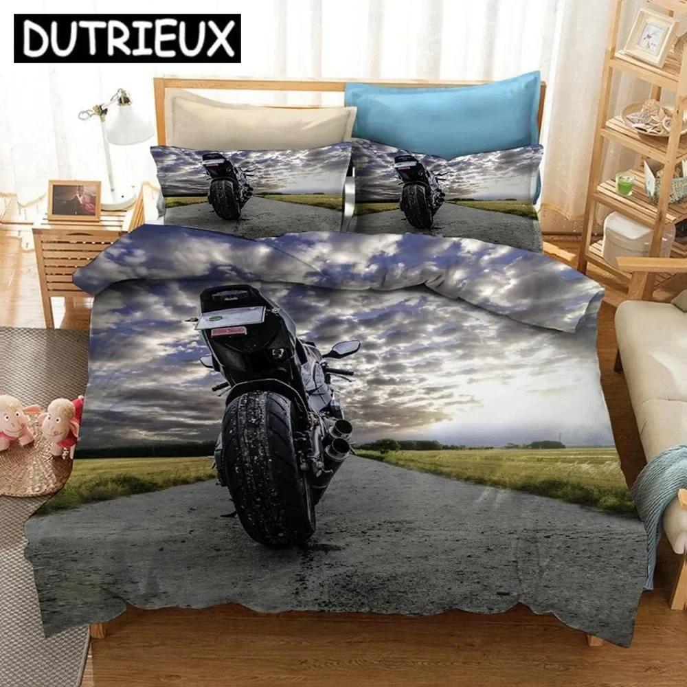Luxury New 3D Print Motorcycle Bedding Set Duvet Covers Pillowcases Comforter Bedding Set Bedclothes Bed Linen