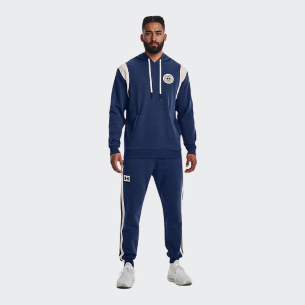 Under Armour Мужская толстовка с капюшоном Rival Logo Print Drawstring с длинным рукавом, синяя 1373829-404