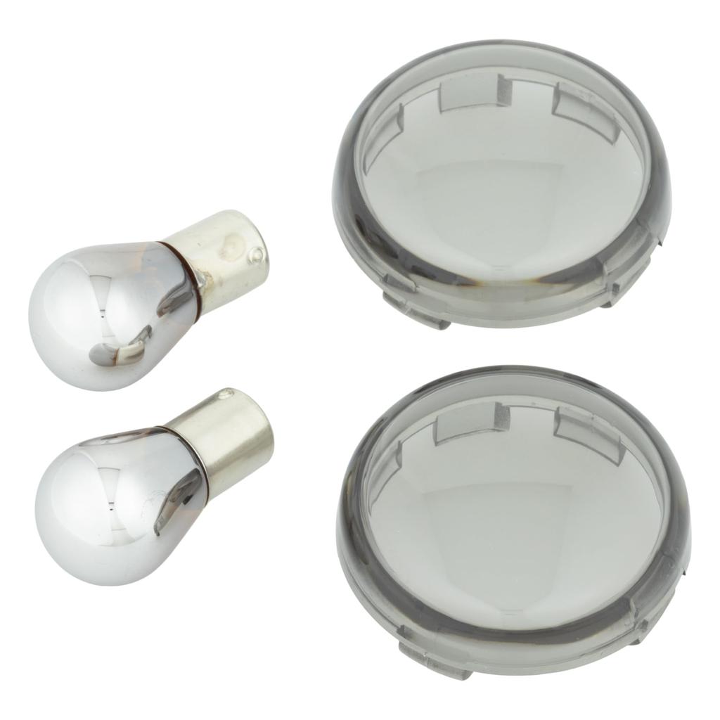 Kijima HD-01268 Motorcycle Parts Turn Signal Lens Set, Bullet Type, Smoke, Set of 2