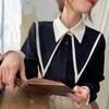 Весна Осень Одежда Корейская Мода Большие Острые Лацканы Блузка Офис Красный Черный Нижняя Рубашка Верх Женские Лоскутные Рубашки