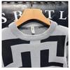 Spring and Autumn Geometric Pattern Base Shirt for Men, Slim Fit Casual Short Sleeve Knit Top