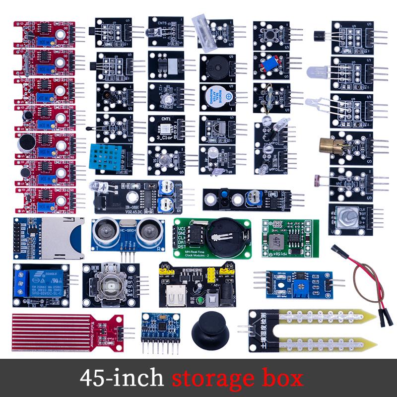 Набор датчиков LIZAO 37/45 в 1, Разнообразные модули датчиков, совместимые с Arduino, для DIY и образовательных проектов