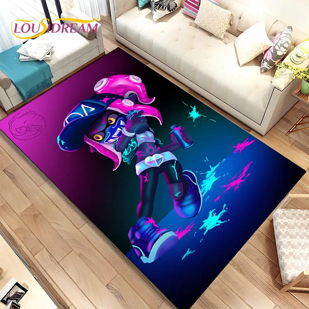 Игры, Splatoon, Мультяшный ковер с изображением геймеров, Ковер для гостиной, спальни, дивана, Придверный коврик, Декорация, Детский нескользящий коврик для пола