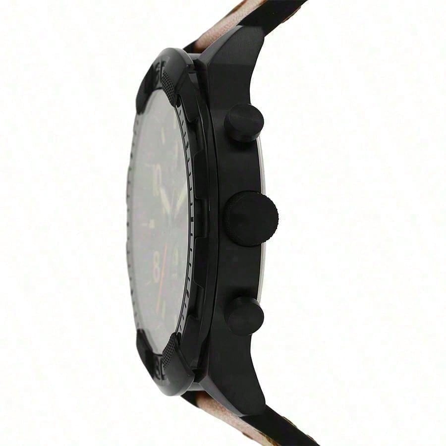 Fossil Мужские часы из нержавеющей стали, кварцевые, кожаный ремешок FS5714