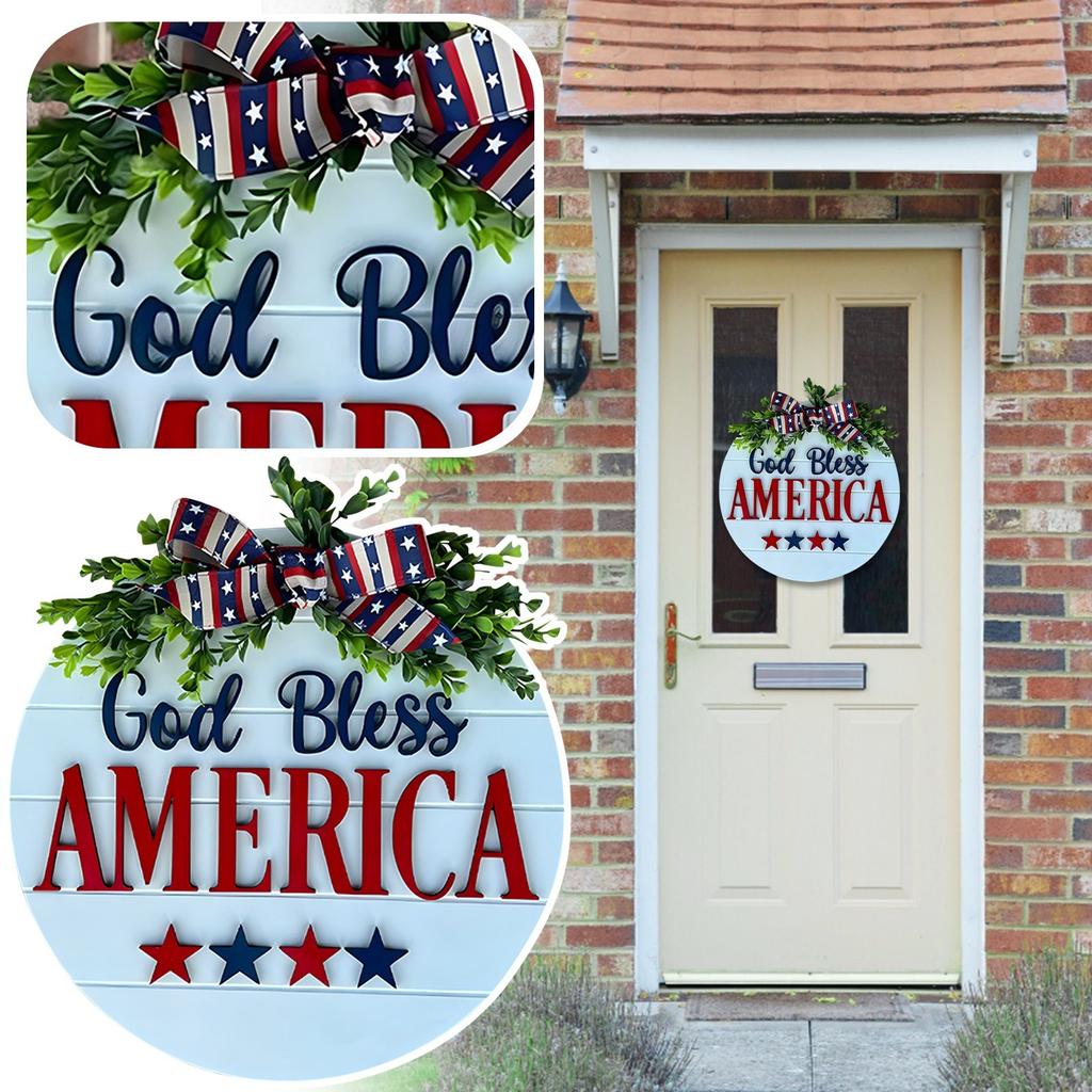 Wooden Welcome Door Sign Door Hanging Independence Day Holiday Decoration Home Sweet