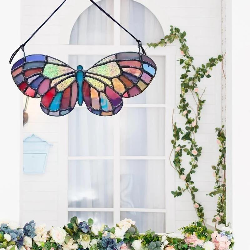 Stained Glass Window Hanging Honeycomb Multicolor Butterfly Bee Stained Glass Panels Stain Glass Hummingbird Window Hanging