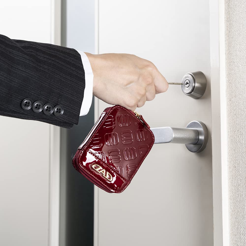 Hanasenai Smart Key Case Leather Enamel Deep Double Smart Key Case Mini Wallet DAD Garcon D.A.D D.A.D [Monogram Red/Gold] & [HA677-03-01]