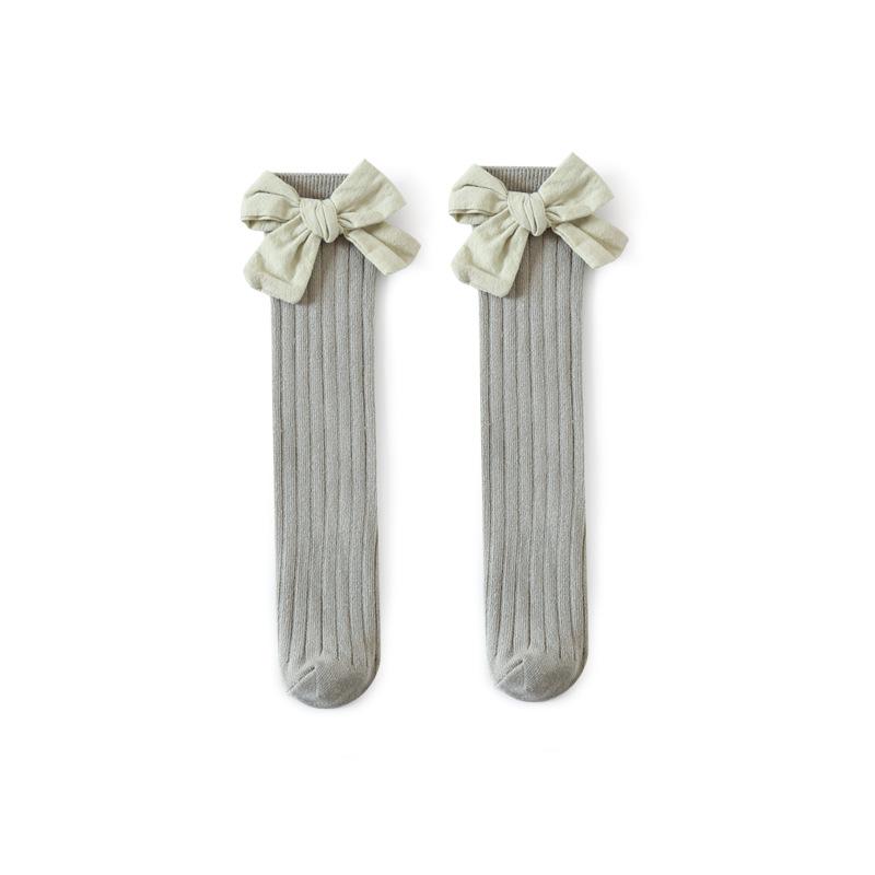 Новые вязаные чулки с бантиком для девочек, мягкие хлопковые гольфы средней длины из мягкого хлопка для детей, детские носки для малышей