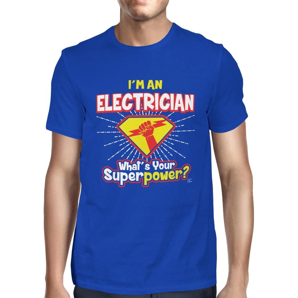 Мужская футболка 1Tee «Я электрик, какая у тебя суперсила»