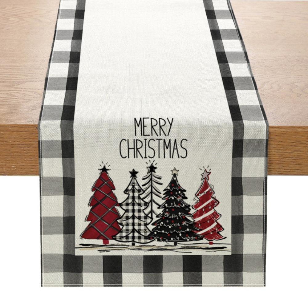Праздничная скатерть-дорожка Рождественское украшение Принт Льняная настольная салфетка Маленькая накидка на обеденный стол