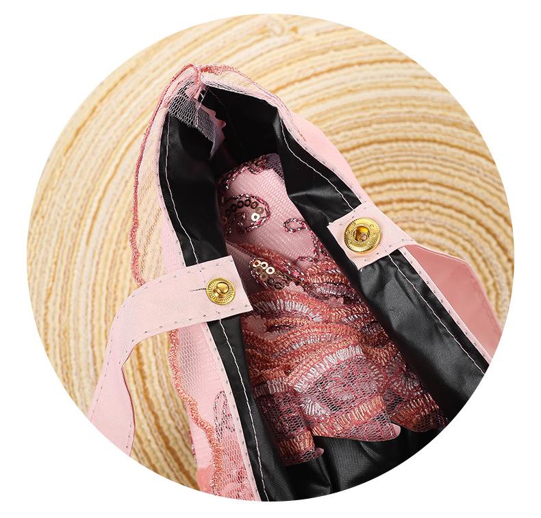 Черный зонт с вышивкой в стиле ретро и защитой от УФ-излучения - двойного назначения для женщин