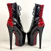 Sexy Stripper Shoe Pole Dancing Boots Round Toe Boots Super Stiletto Heels Lace Up Ankle Boots