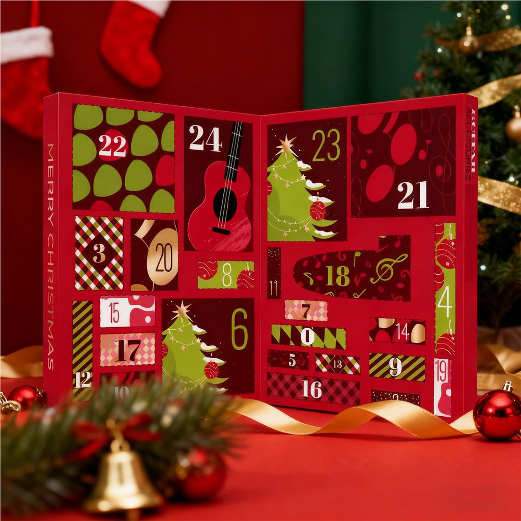 Advent Calendars 2025, Guitar Player Christmas Countdown Calendar With 22 Picks And Pick Holder, Bass Ukulele Music Lover Gift