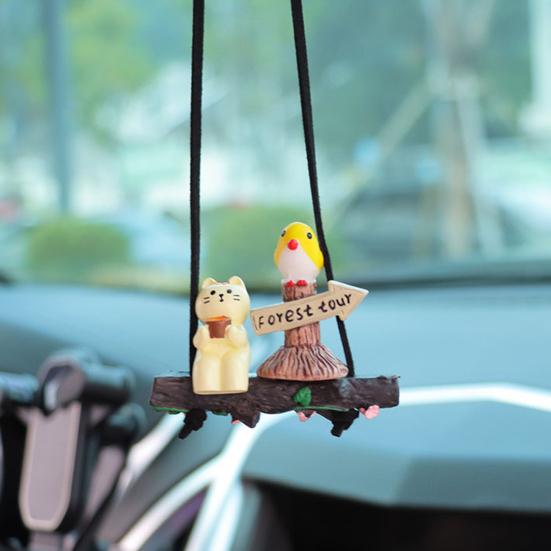 Подвесной кулон в виде кота для автомобиля, 3D-зеркало заднего вида с котом, подвесное украшение, милые аксессуары для подвесного интерьера автомобиля