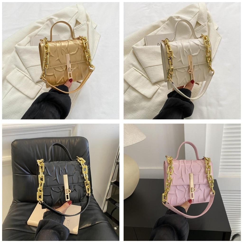 Fashionable Urban Style Pu Leather Crossbody Bag With Chain Soft Small Handbag In Multiple Colors