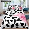 Пододеяльник размера King/Queen с молочной коровой, розово-белый, мультяшный животный принт, клубничный комплект постельного белья для детей, мальчиков, девочек, с принтом коровы, мягкий пододеяльник