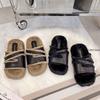 Fashion Fur Shoes House Slippers Platform Luxury Slides Med Slipers Women Plush Designer Flat Massage 2024 Cotton Fabric PU Med Shoes
