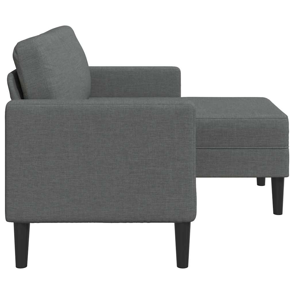 2 Seater L Shaped Sofa with Chaise Longue Dark Gray 125 cm Fabric
